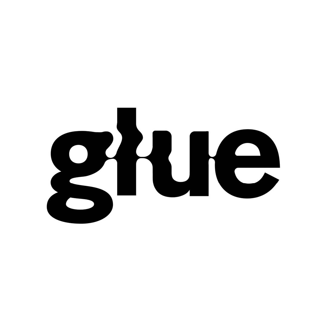 Grafisch ontwerp van logo, huisstijl en corporate identiteit voor Kunsthuis Glue door grafisch ontwerpbureau studio ddo in Amersfoort